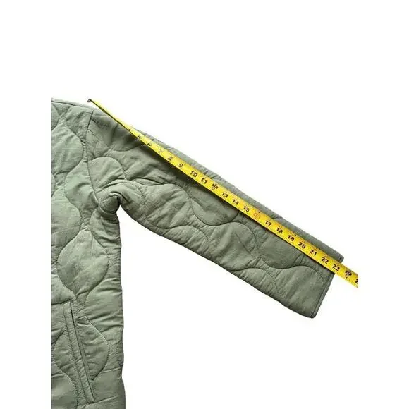 Women Lucky Brand Olive Green Quilted Utility Jacket Size M NWOT Fall scalloped - Picture 3 of 5